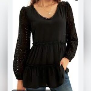 🌸. Grace Karin Black Lace Sleeve Blouse